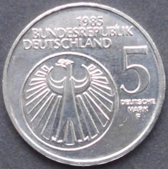Preview: 5 DM Münze Gedenkmünze 1985 „Europäischen Jahres der Musik“