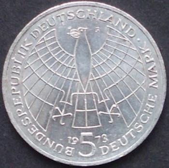 Preview: 5 DM Münze Gedenkmünze 1973  "500. Geburtstag von Nikolaus Kopernikus"