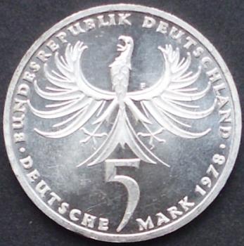 Preview: 5 DM Münze Gedenkmünze 1978 zu Ehren des Architekten Balthasar Neumann