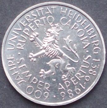 5 DM Münze Gedenkmünze 1986 "Ruprecht-Karls-Universität Heidelberg"