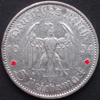 5 Reichsmark 1934 Deutsches Reich "Garnisonkirche Potsdam"