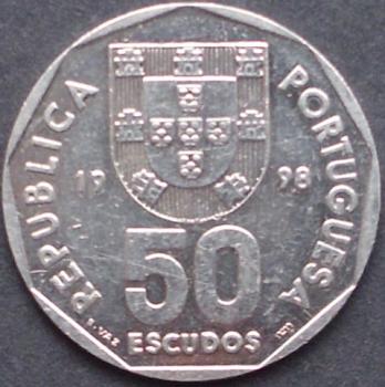 50 Escudos Münze 1998 Portugal