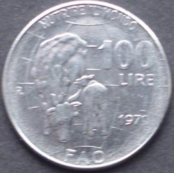 Preview: 100 Lire Münze 1979 Italien Gedenkmünze "andwirtschaftsorganisation der Vereinten Nationen"