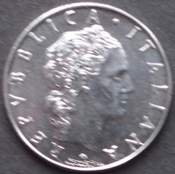 50 Lire Münze 1977 Italien aus der Zeit der italienischen Republik.