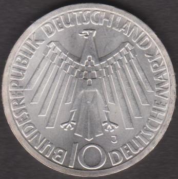 10 DM Münze Olympiade 1972 München Motiv „Strahlenspirale“
