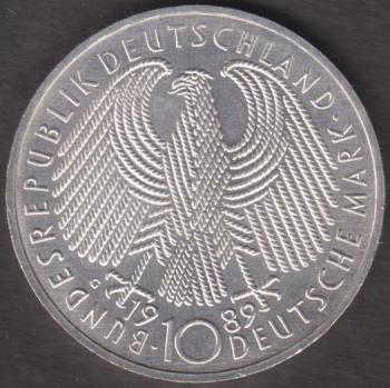 10 DM Münze Gedenkmünze 1989 "40. Jahrestags der Bundesrepublik Deutschland"
