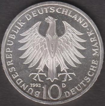 10 DM Münze Gedenkmünze1992 "150. Jubiläum der Friedensklasse des Ordens „Pour le Mérite“