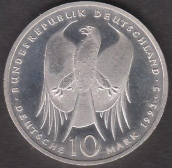 10 DM Münze  Gedenkmünze 1993 "150. Geburtstags des Mediziners und Mikrobiologen Robert Koch"