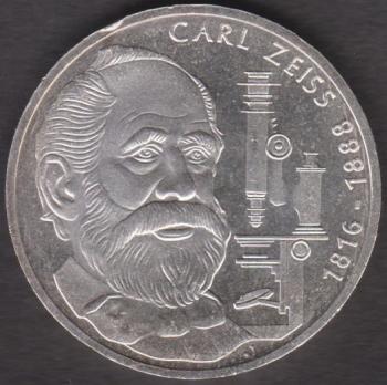 10 DM Münze Gedenkmünze 1988 "100. Todestag von Carl Zeiss"