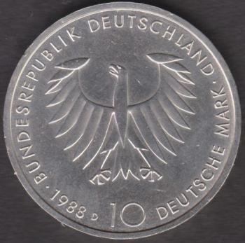 10 DM Münze Gedenkmünze 1988 "Zu Ehren des Philosophen Arthur Schopenhauer"