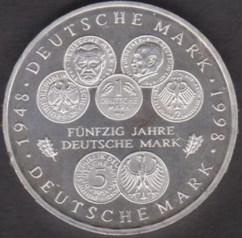 10 DM Münze Gedenkmünze 1988 "50 Jahre Deutsche Mark“