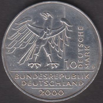 10 DM Münze Gedenkmünze 2000  "10 Jahre Deutsche Einheit“