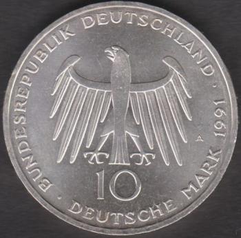10 DM Münze Sondermünze 1991 "Brandenburger Tor"