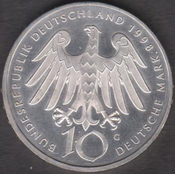 10 DM Münze Gedenkmünze 1998 "900. Geburtstags der heiligen Hildegard von Bingen"