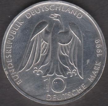 10 DM Münze Gedenkmünze 1999 „Weimar – Kulturstadt Europas / 250. Geburtstag von Johann Wolfgang von Goethe“