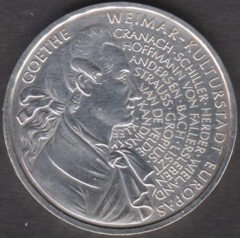 10 DM Münze Gedenkmünze 1999 „Weimar – Kulturstadt Europas / 250. Geburtstag von Johann Wolfgang von Goethe“