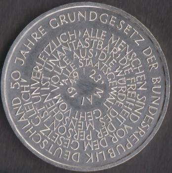 10 DM Münze Gedenkmünze 1999 „50 Jahre Grundgesetz der Bundesrepublik Deutschland“