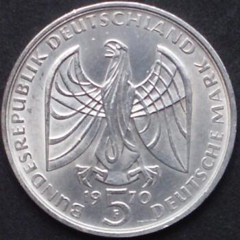 5 DM Münze Gedenkmünze 1970 "Ludwig van Beethoven"