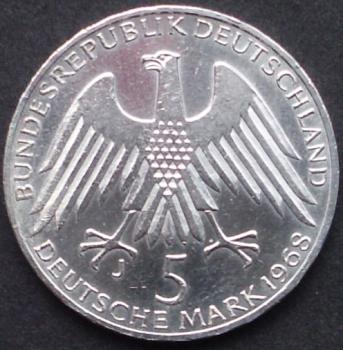 5 DM Münze Gedenkmünze 1968 "150. Geburtstag von Friedrich Wilhelm Raiffeisen"