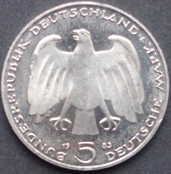 5 DM Münze Gedenkmünze 1983 "100. Todestag von Karl Marx"