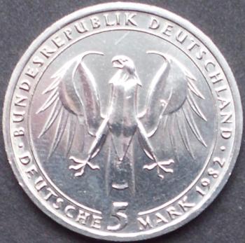 5 DM Münze Gedenkmünze 1982 "150. Todestag von Johann Wolfgang von Goethe"