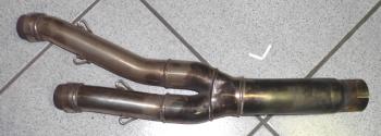 Auspuffverbindungsrohr Edelstahl Shark, für Doppelauspufftöpfe. Kawasaki ZX6R. Gebraucht #1