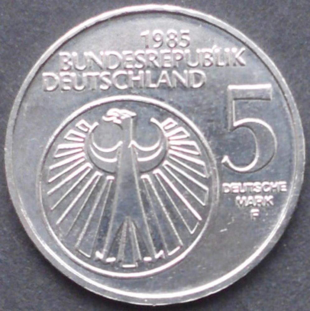 5 DM Münze Gedenkmünze 1985 „Europäischen Jahres der Musik“