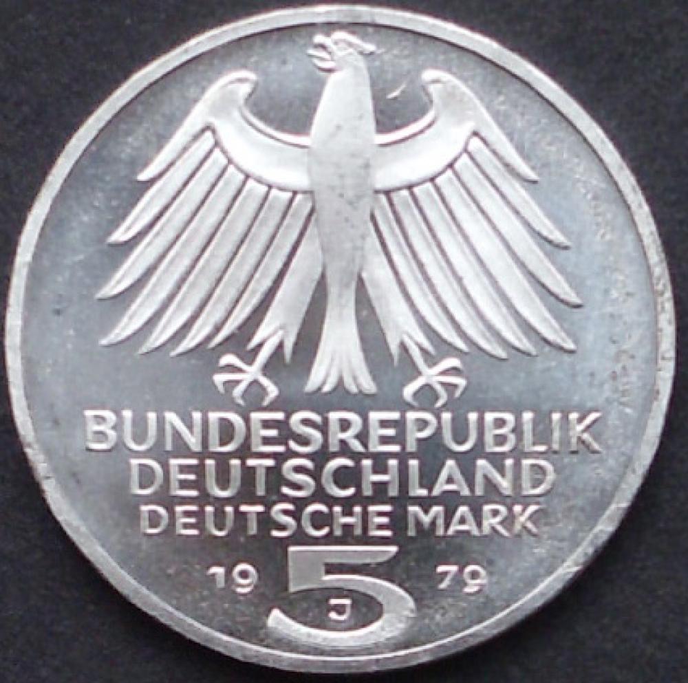 5 DM Münze Gedenkmünze 1979 "150. Jubiläum des Deutschen Archäologischen Instituts"