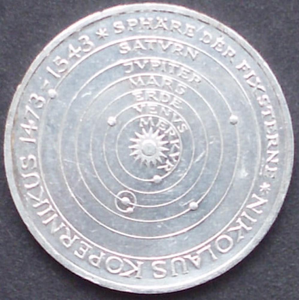 5 DM Münze Gedenkmünze 1973  "500. Geburtstag von Nikolaus Kopernikus"
