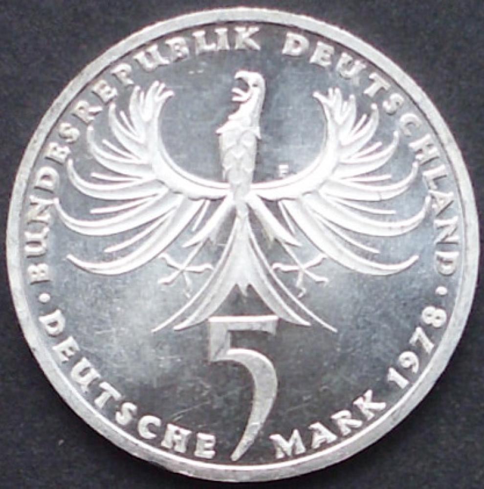 5 DM Münze Gedenkmünze 1978 zu Ehren des Architekten Balthasar Neumann