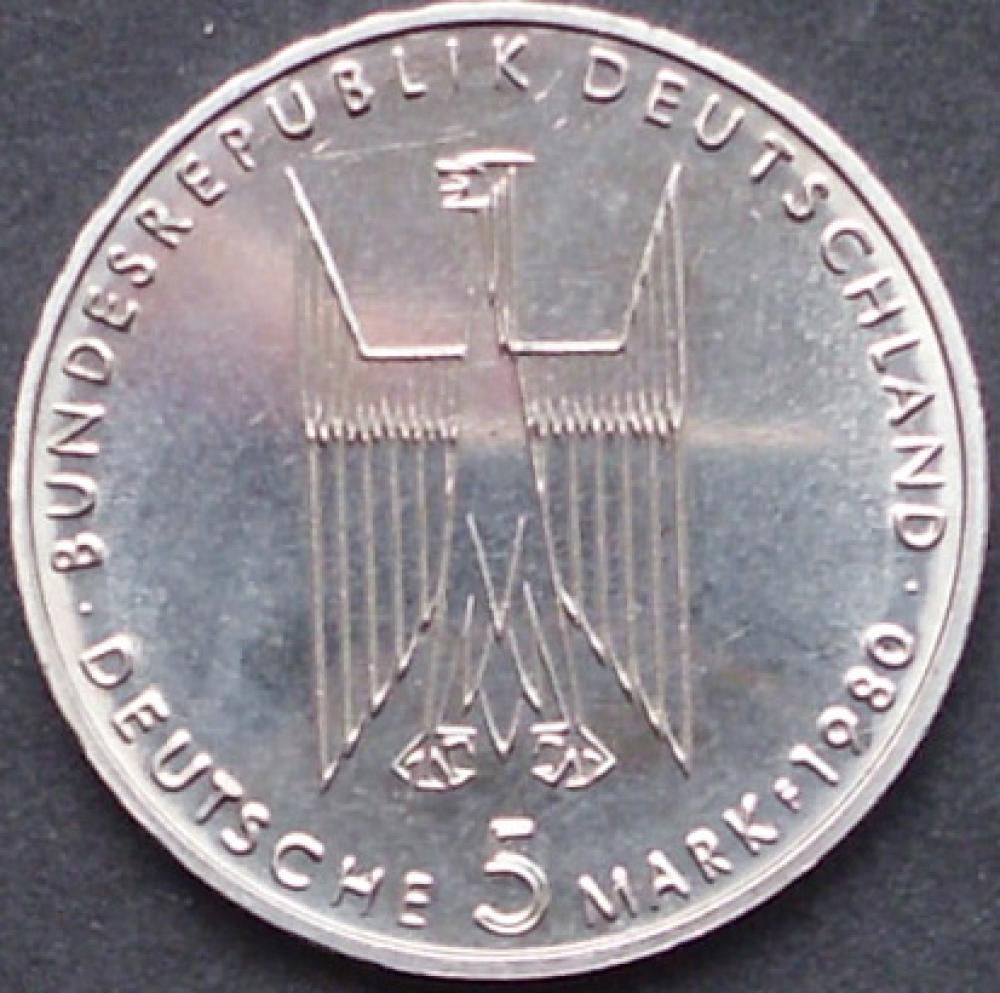 5 DM Münze Gedenkmünze1980 "Motiv des Kölner Dom"