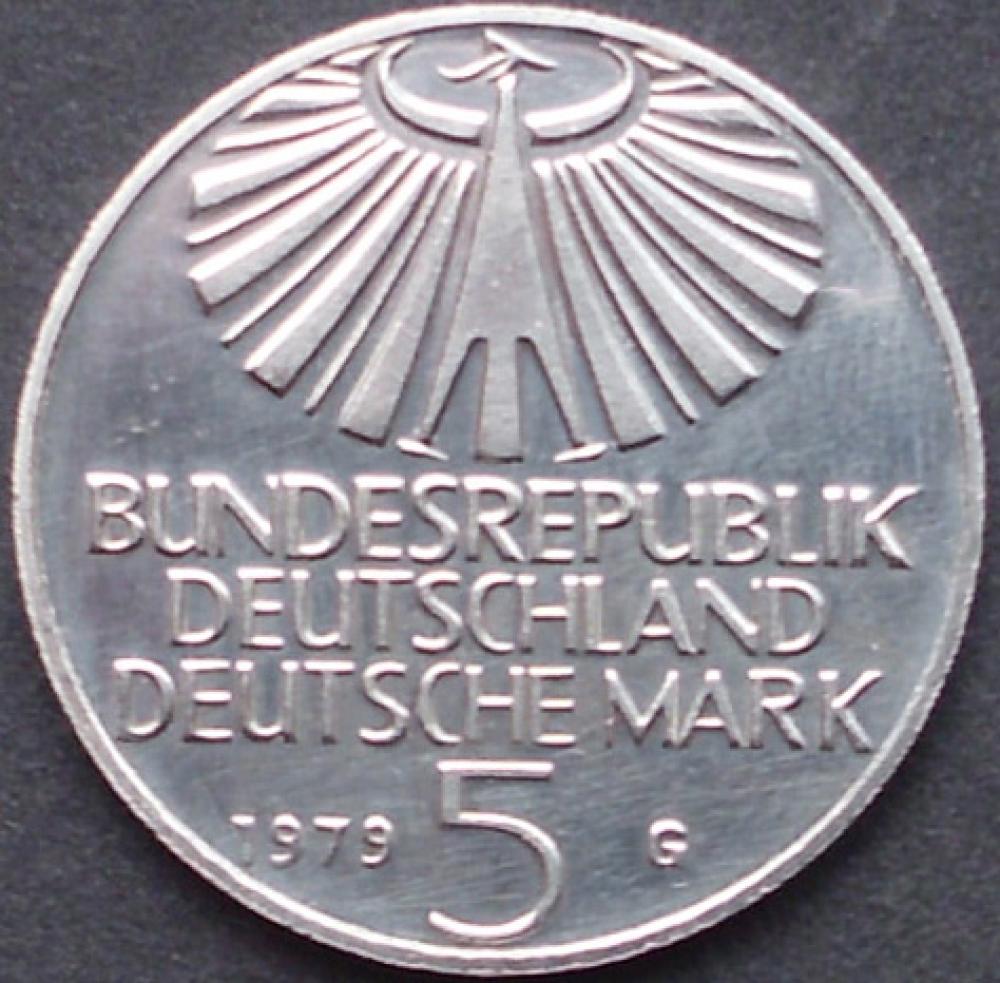 5 DM Münze Gedenkmünze 1979 „OTTO HAHN 1879–1968“