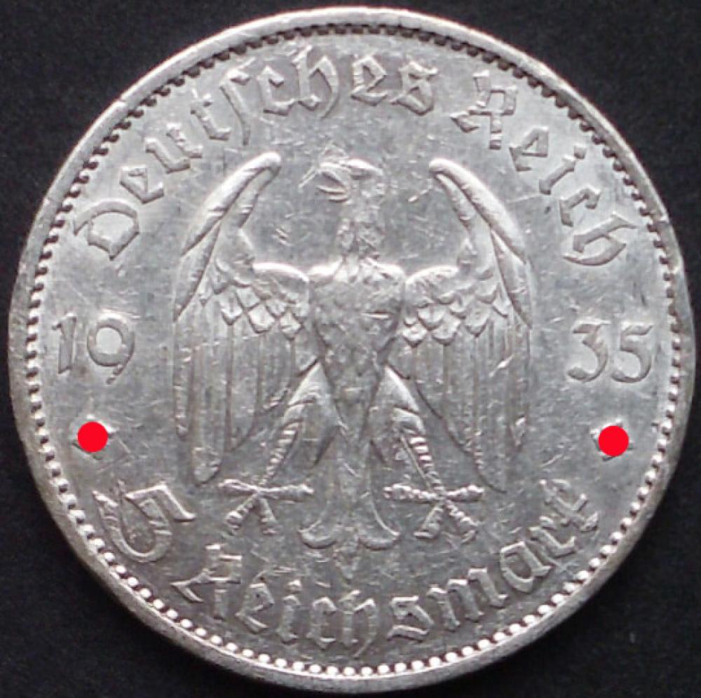 5 Reichsmark 1935 Deutsches Reich "Potsdamer Garnisonkirche"