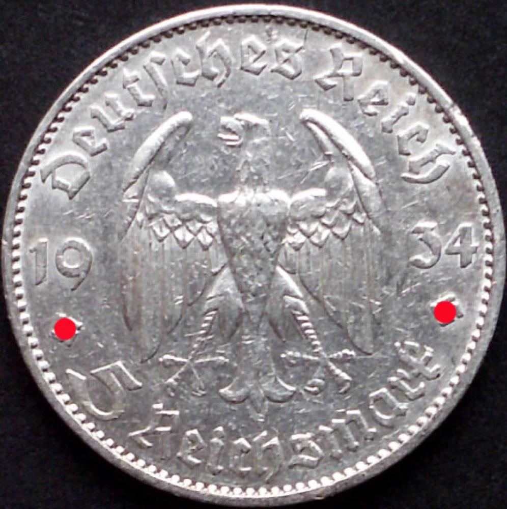5 Reichsmark 1934 Deutsches Reich "Garnisonkirche Potsdam"