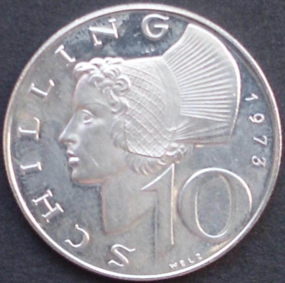 10 Schilling Münze 1973 Österreich "Silbermünze aus der Zeit der Zweiten Republik (geprägt von 1957 bis 1973)"