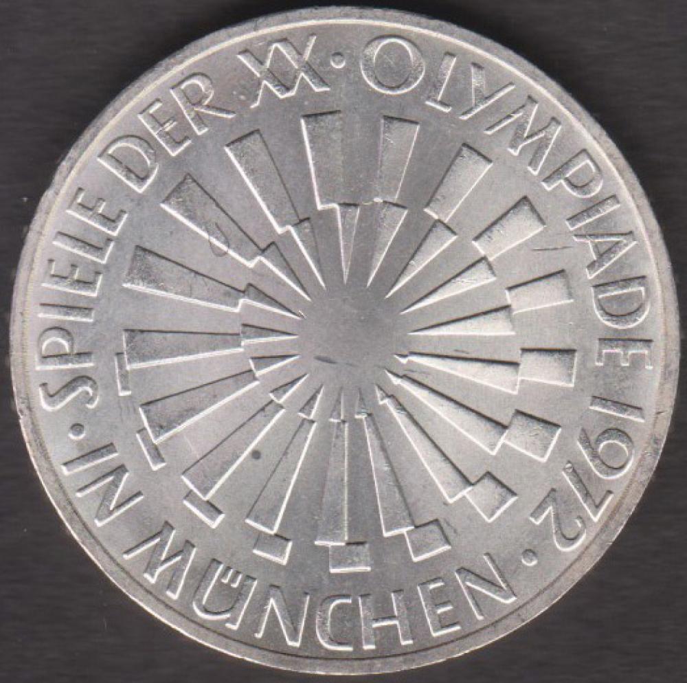 10 DM Münze Olympiade 1972 München Motiv „Strahlenspirale“