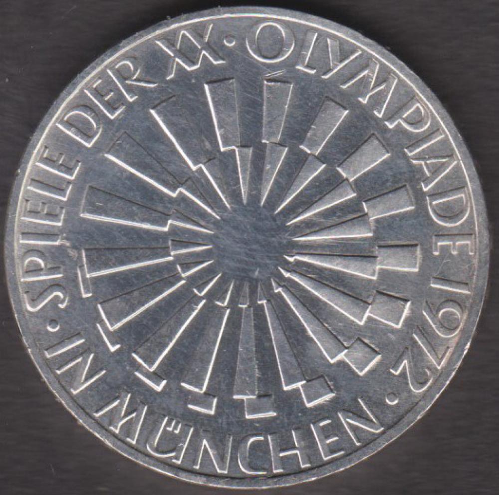 10 DM Münze Olympiade 1972 München Motiv „Strahlenspirale“