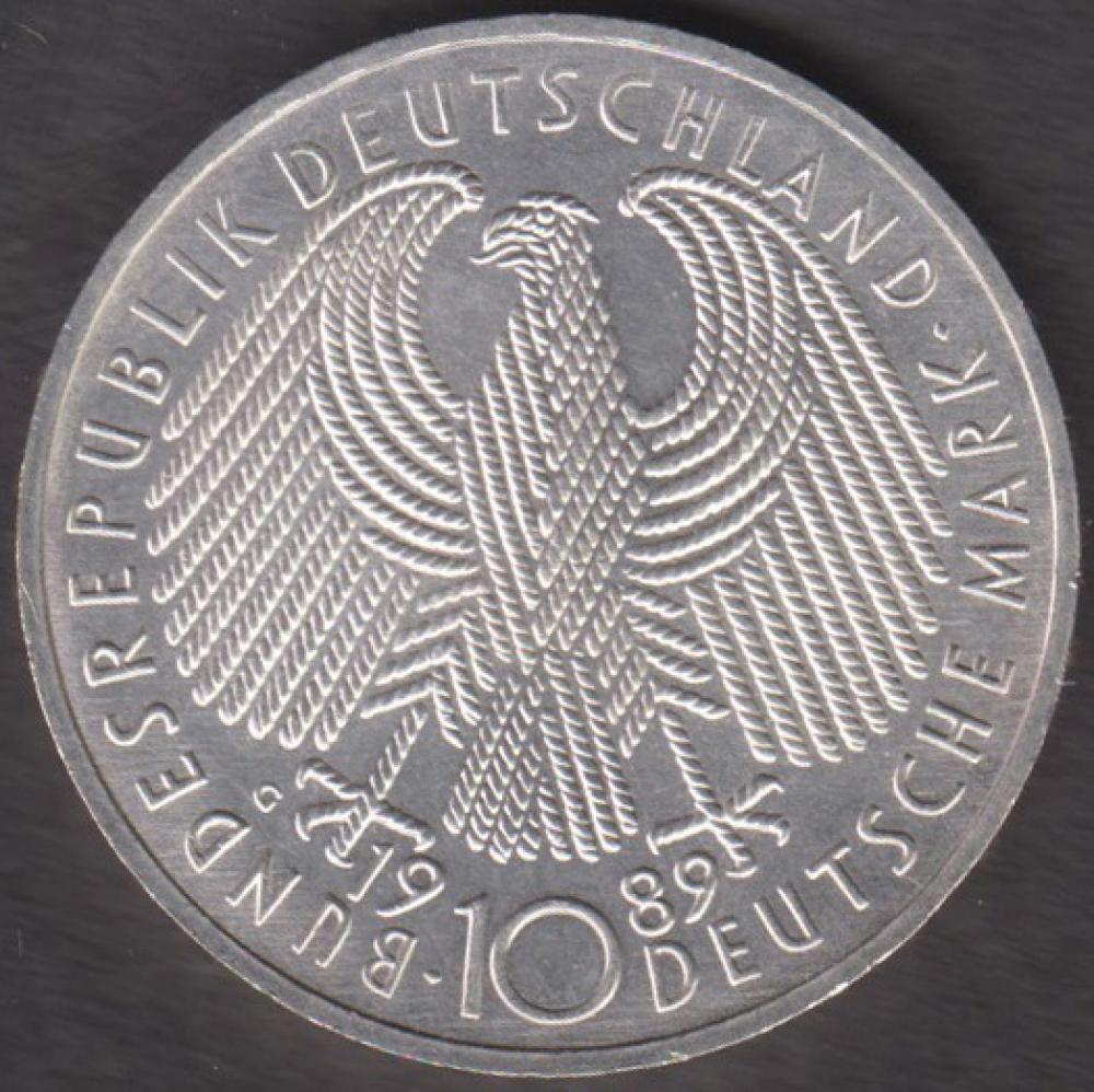 10 DM Münze Gedenkmünze 1989 "40. Jahrestags der Bundesrepublik Deutschland"