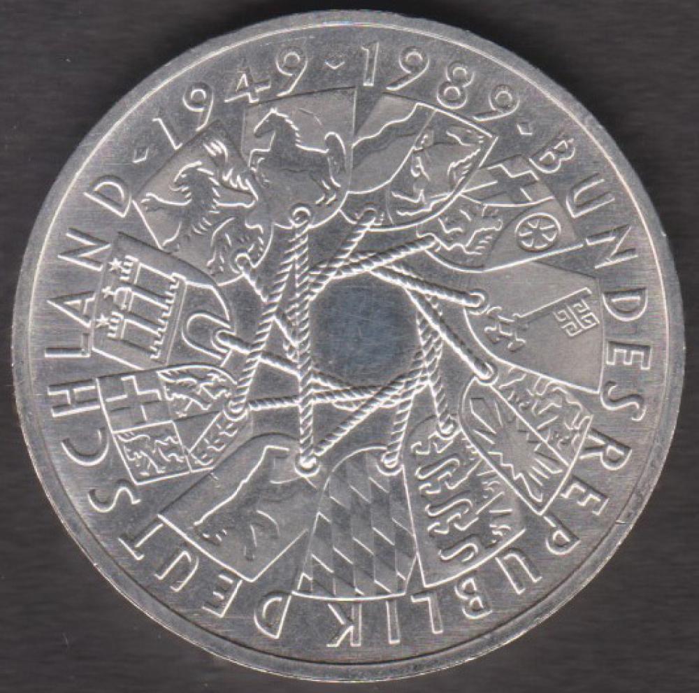 10 DM Münze Gedenkmünze 1989 "40. Jahrestags der Bundesrepublik Deutschland"