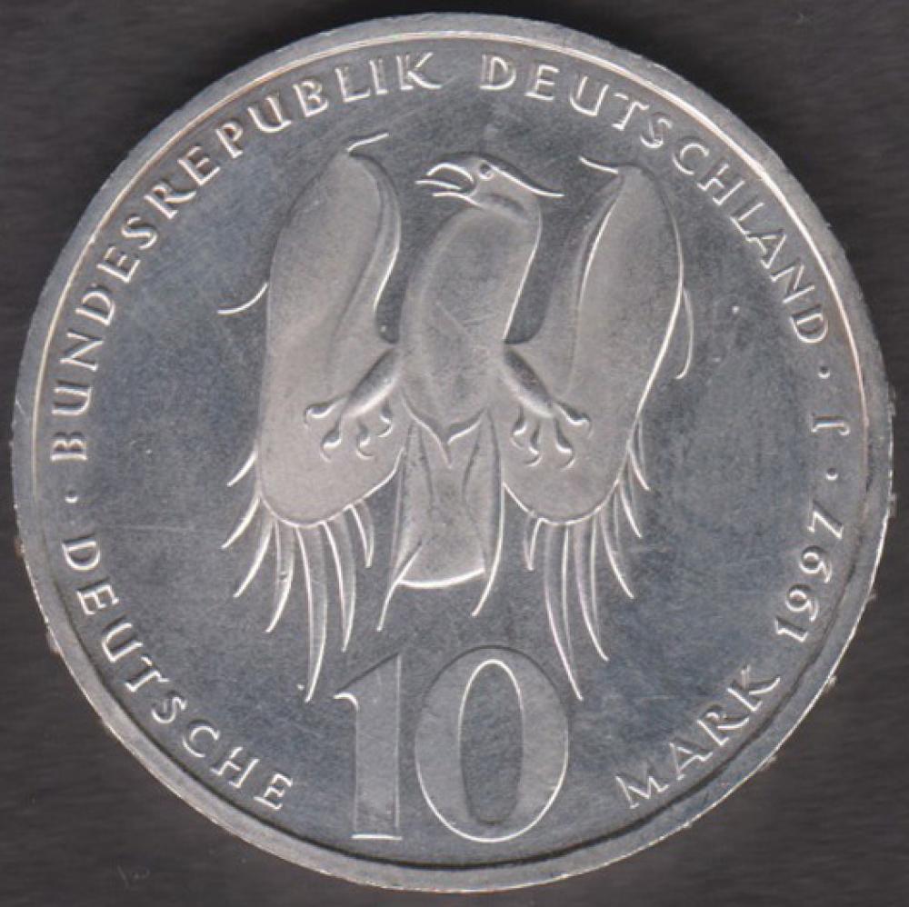 10 DM Münze Gedenkmünze 1997 "500. Geburtstages von Philipp Melanchthon"
