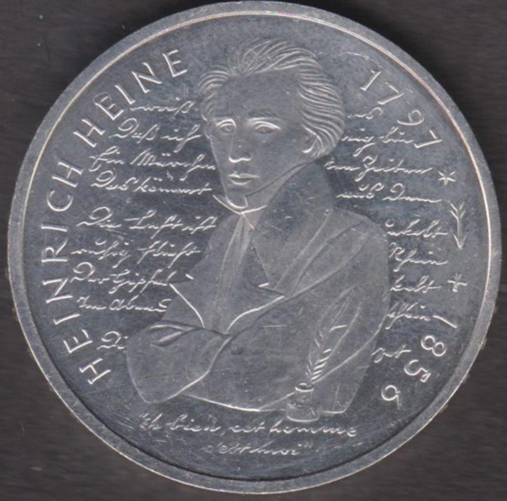 10 DM Münze Gedenkmünze 1997 "200. Geburtstag des Dichters Heinrich Heine"