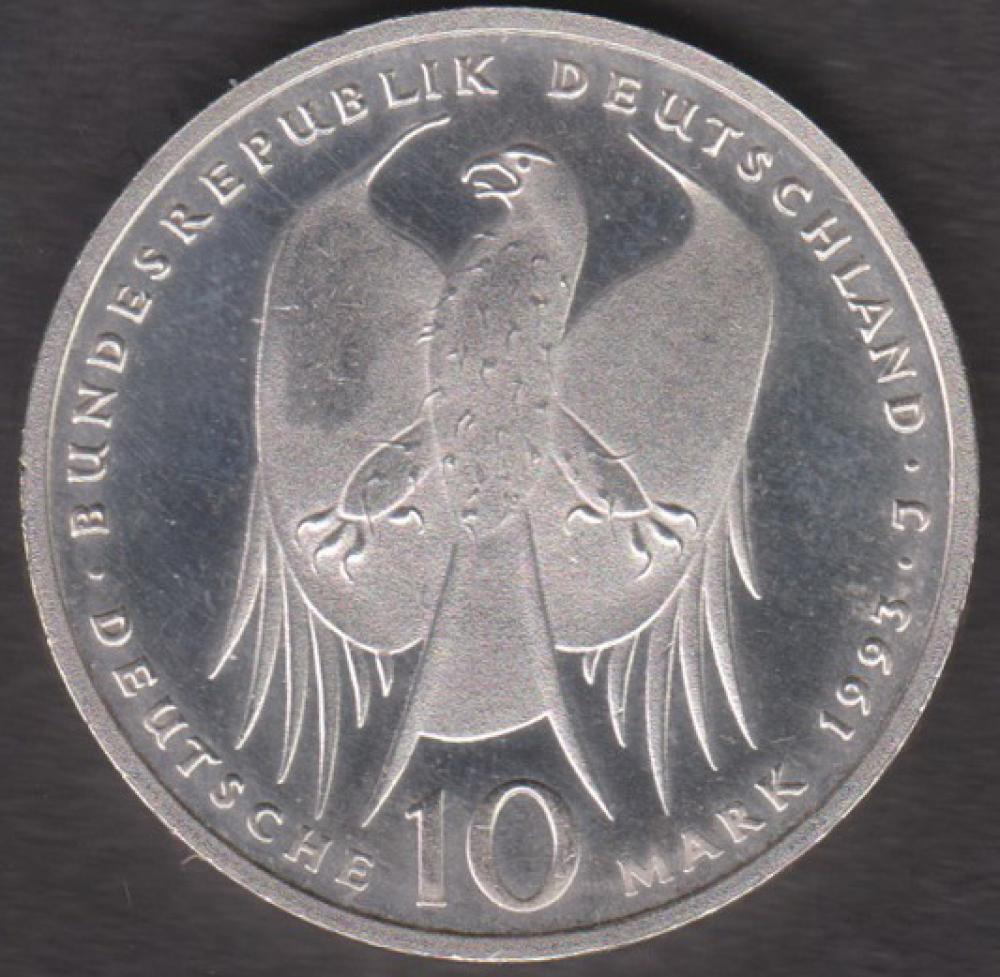 10 DM Münze  Gedenkmünze 1993 "150. Geburtstags des Mediziners und Mikrobiologen Robert Koch"