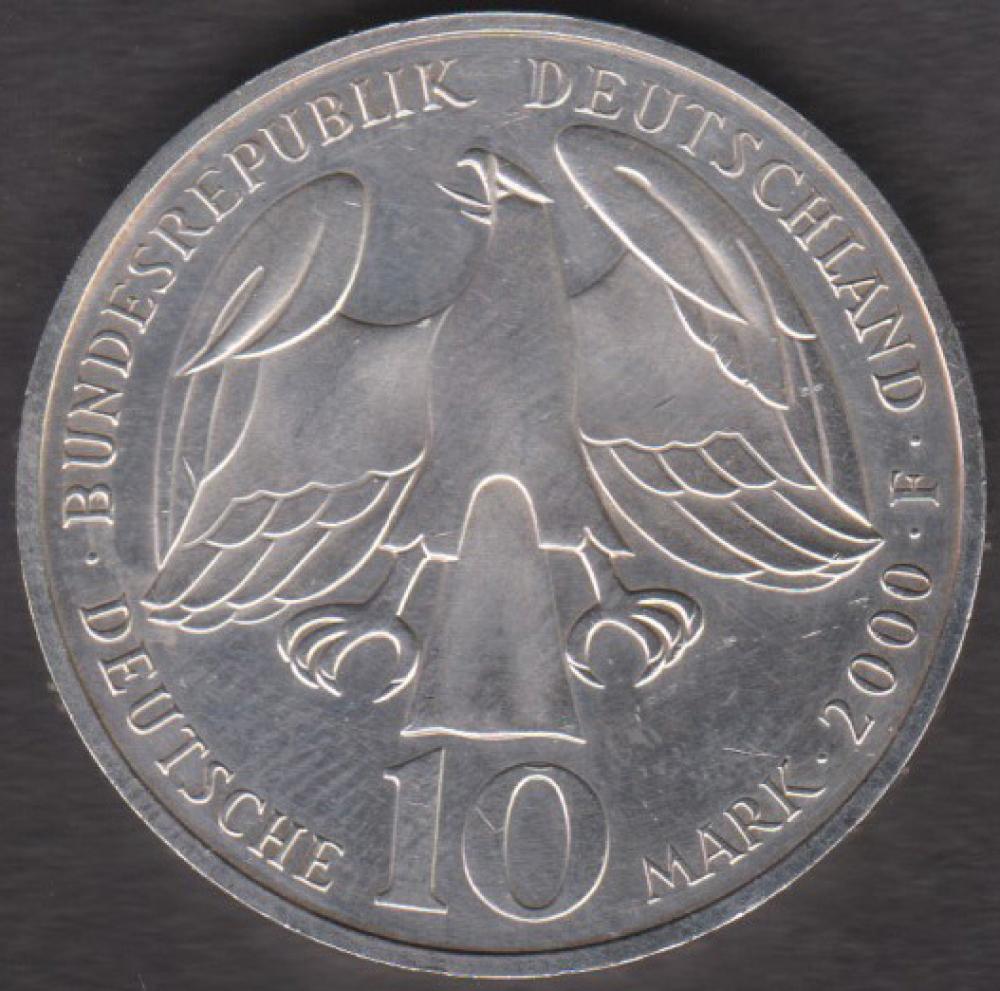 10 DM Münze Gedenkmünze 2000 "Johann Sebastian Bach"