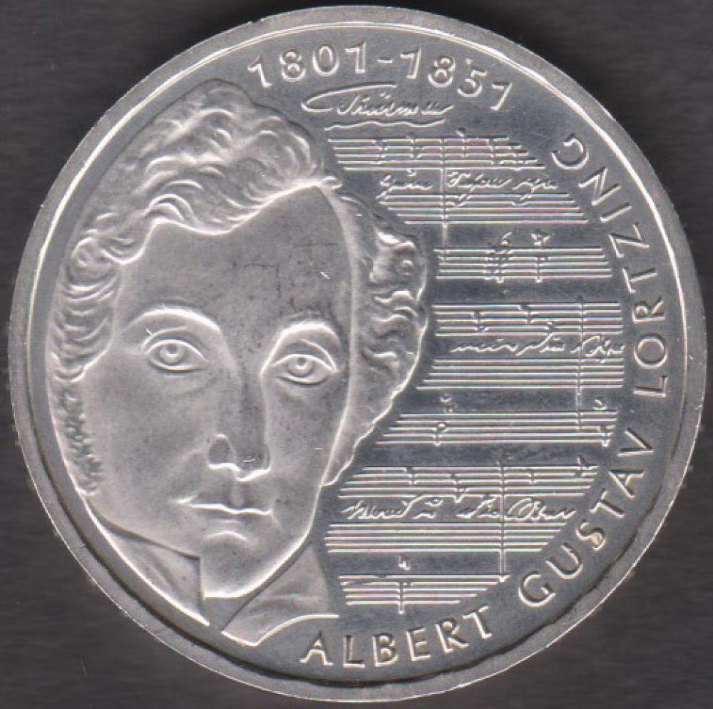 10 DM Münze Gedenkmünze 2001, Komponisten Albert Gustav Lortzing (1801–1851)