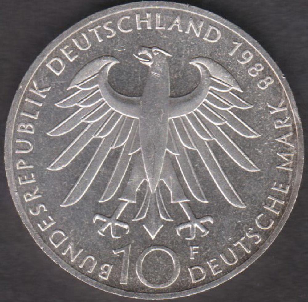 10 DM Münze Gedenkmünze 1988 "100. Todestag von Carl Zeiss"