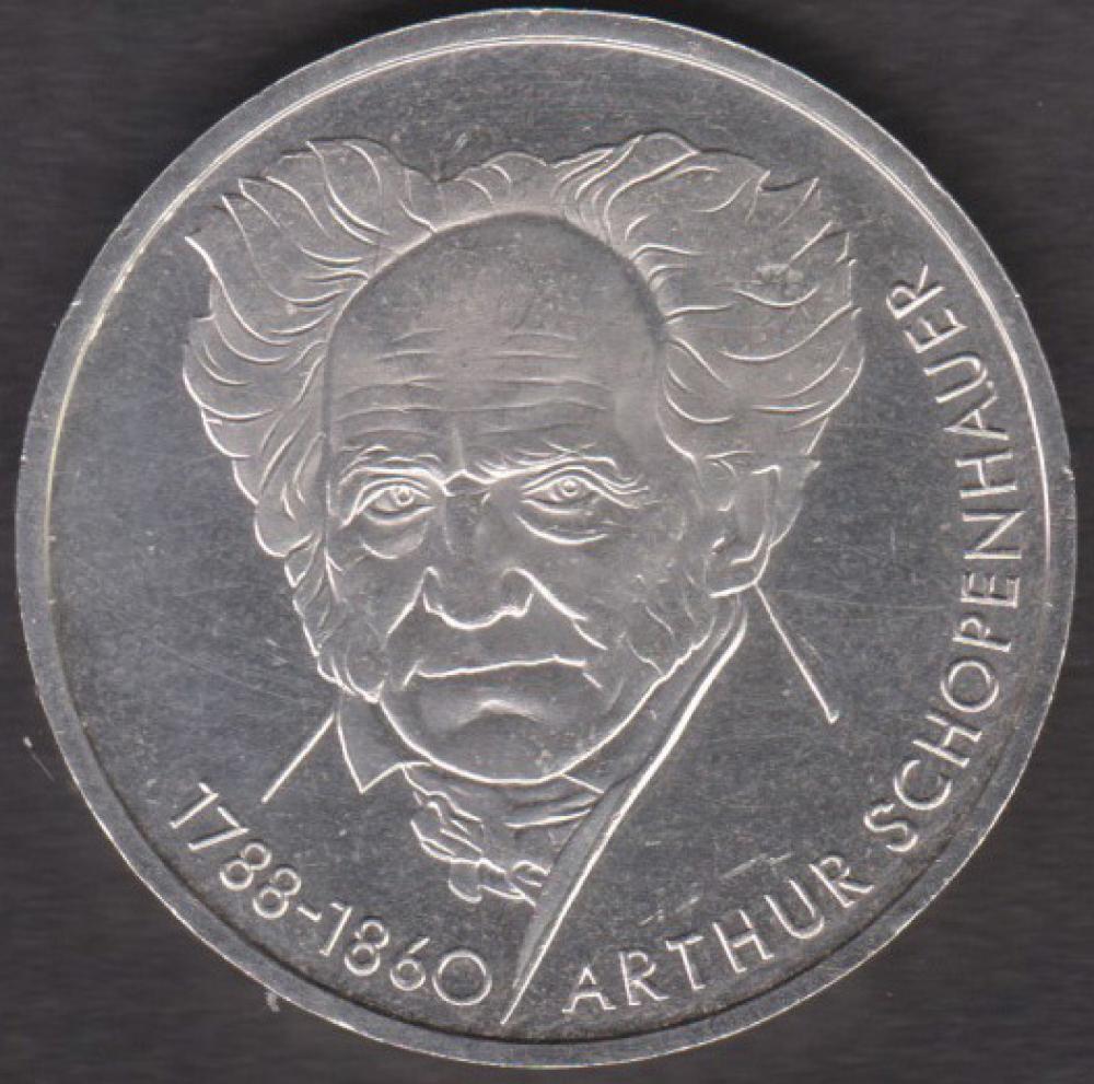 10 DM Münze Gedenkmünze 1988 "Zu Ehren des Philosophen Arthur Schopenhauer"