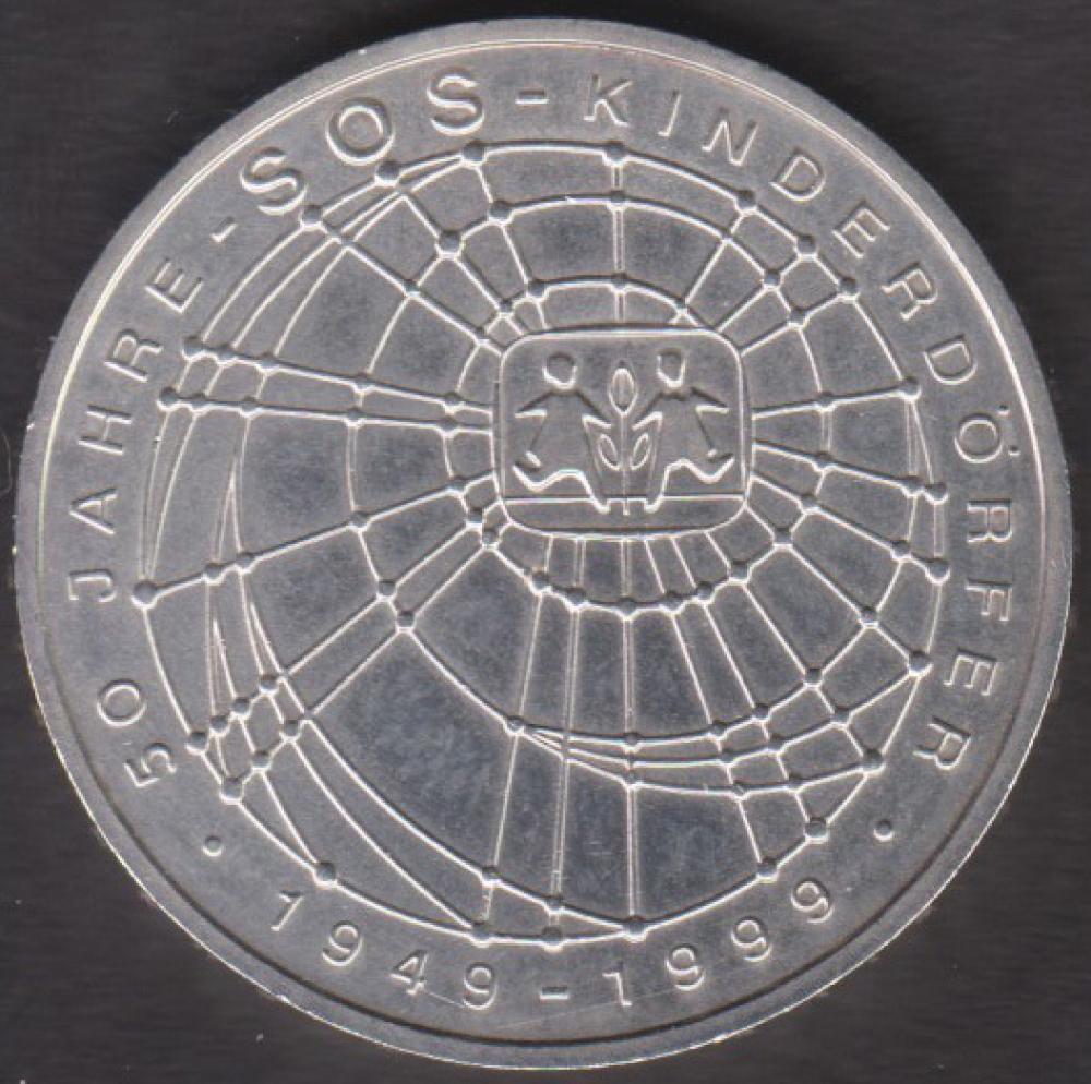 10 DM Münze Gedenkmünze 1999 Motiv „50 Jahre SOS-Kinderdörfer“