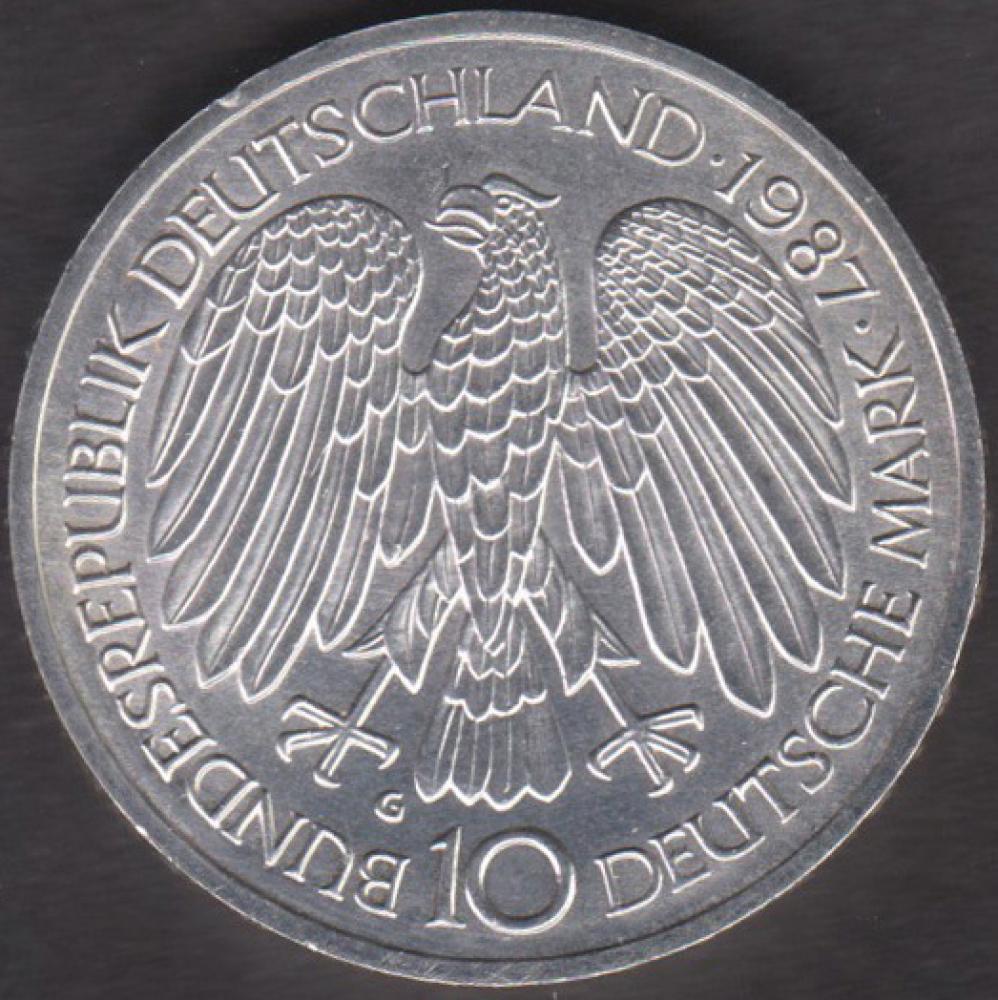 10 DM Münze Gedenkmünze 1987  "30 Jahre Römische Verträge“
