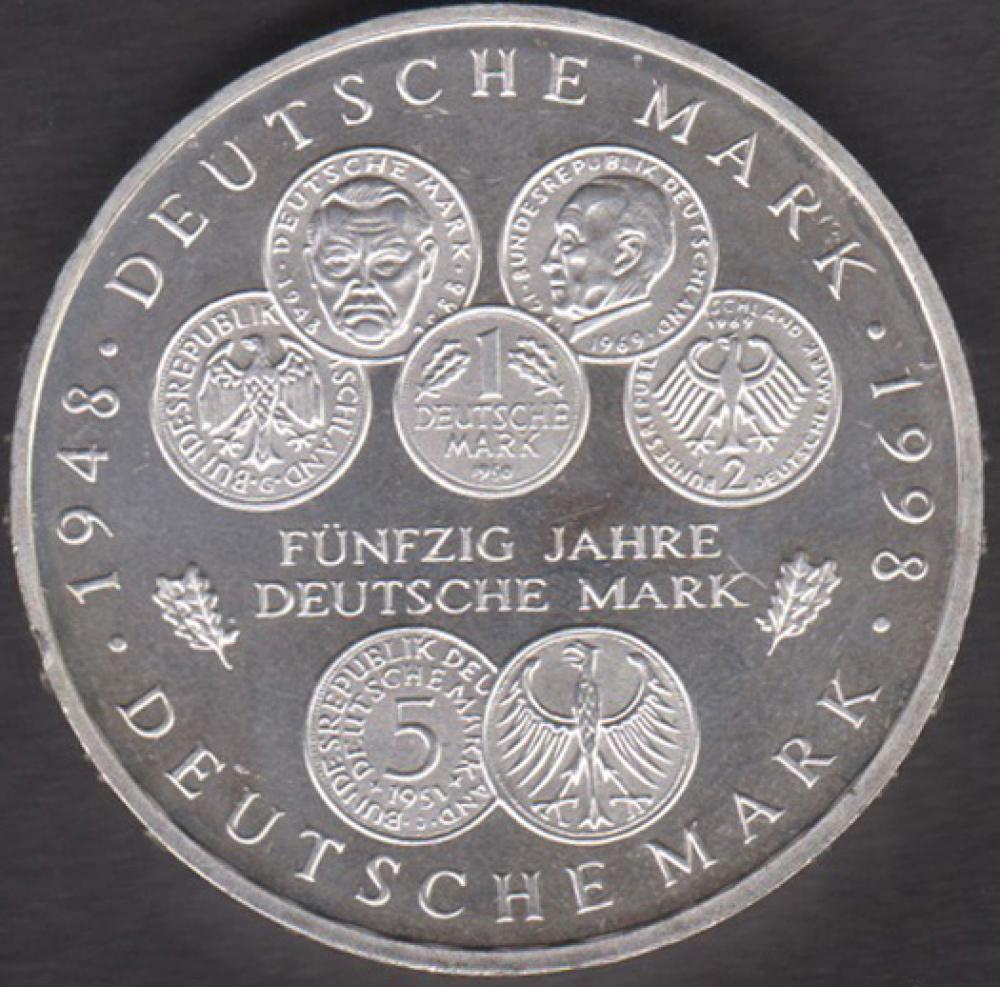 10 DM Münze Gedenkmünze 1988 "50 Jahre Deutsche Mark“