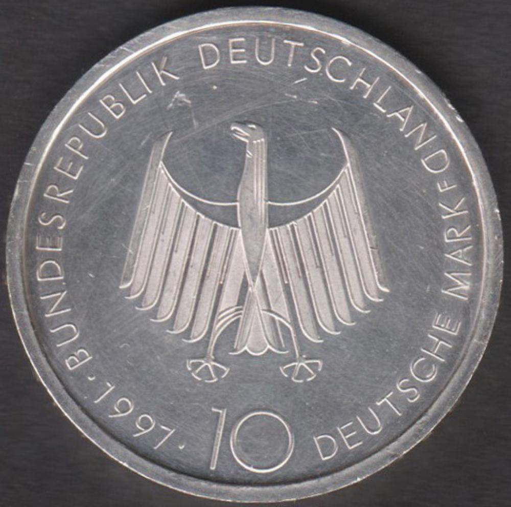 10 DM Münze Gedenkmünze 1997  "100 Jahre Dieselmotor“